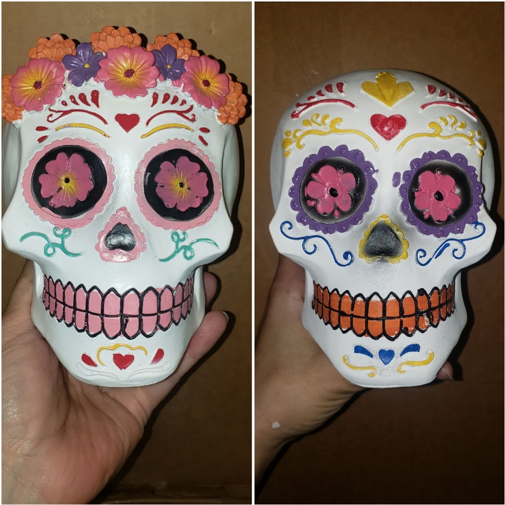 Dia de los Muertos Set of 2 skull skeleton decor man woman male female couple - Picture 1 of 5